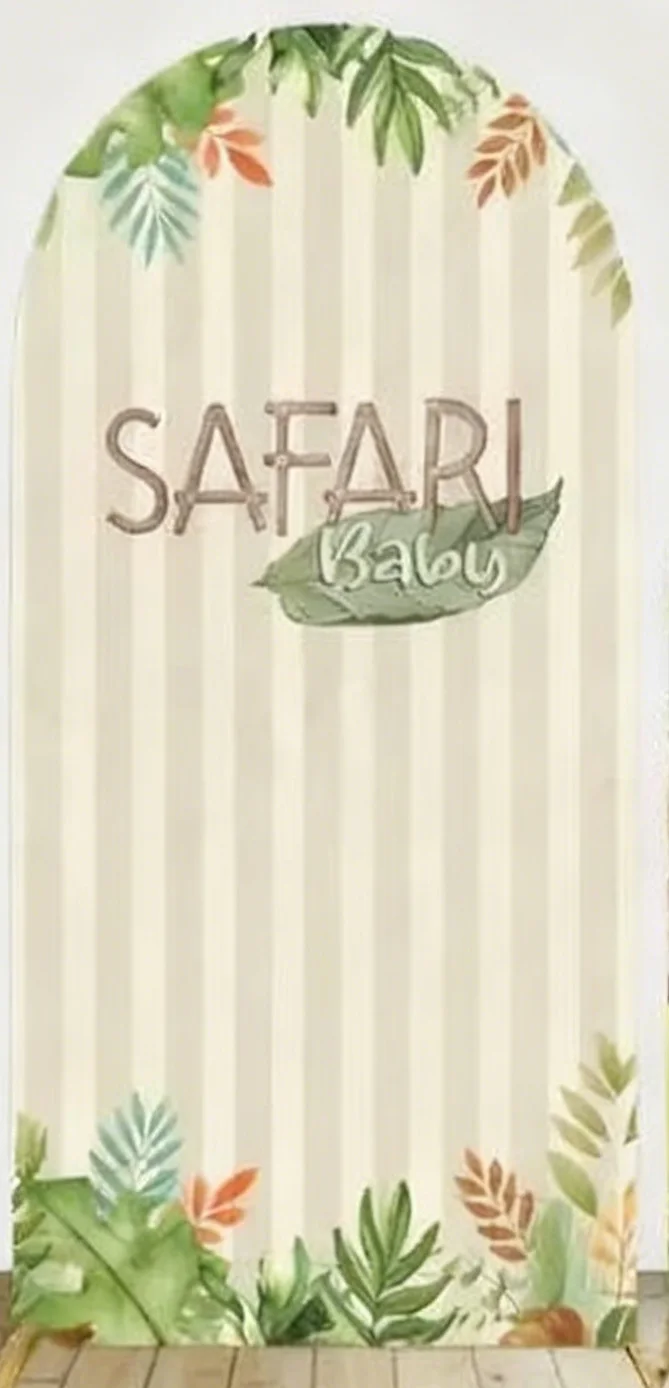 LS Safari Baby Show Arched Background Photography Adventure Awaits Elephant Lion Animal Backdrop Kids Birthday Photobooth