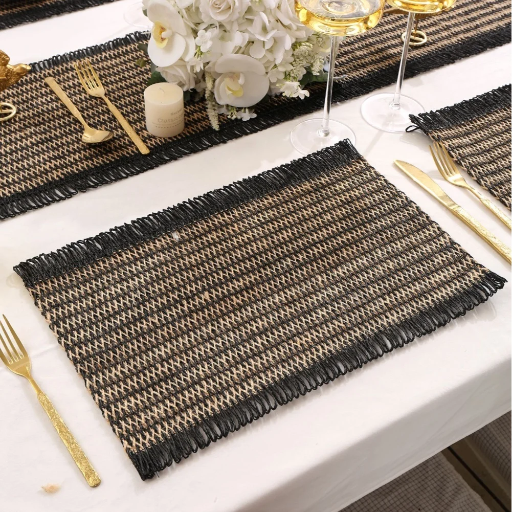 Square Format Table Placemats Combining Paper Linen Composition and Non-Slip for Functional Minimalist Table Setup