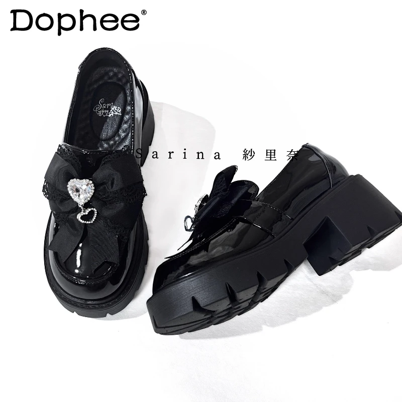 

Japanese Mine Mass-produced Lolita Black High Heels Pumps Spring and Autumn New Girls Women's Sweet Bow Princess Mary Jane Shoes