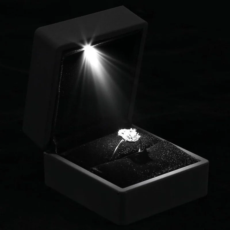 Boîte à bijoux à LED pour bague, collier, bague de fiançailles, vitrine d\'emballage de coffret cadeau avec étuis de rangement légers, vente en gros