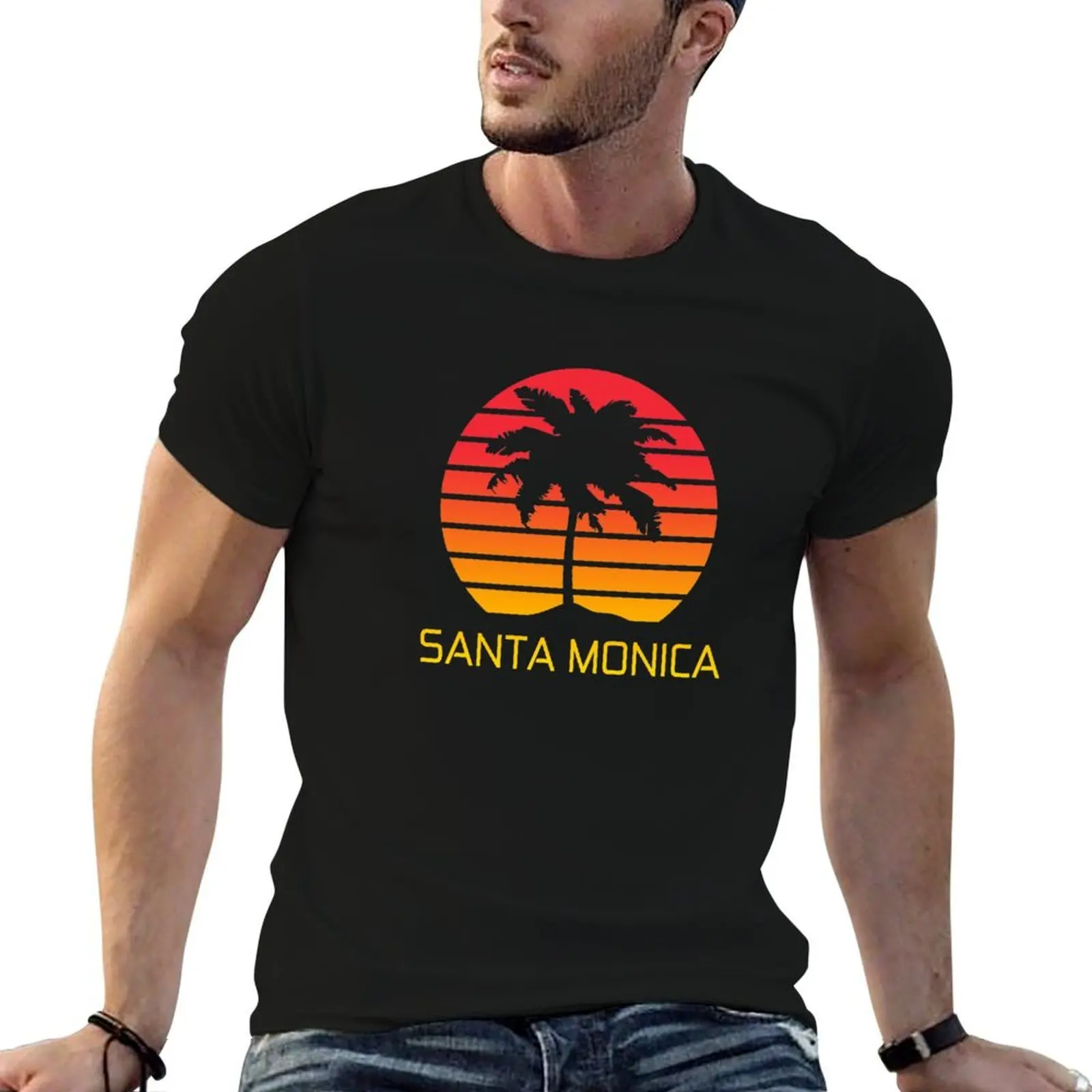 

Santa Monica Sunset T-Shirt man t shirt heavy cotton t shirts for man pack cotton T-Shirt