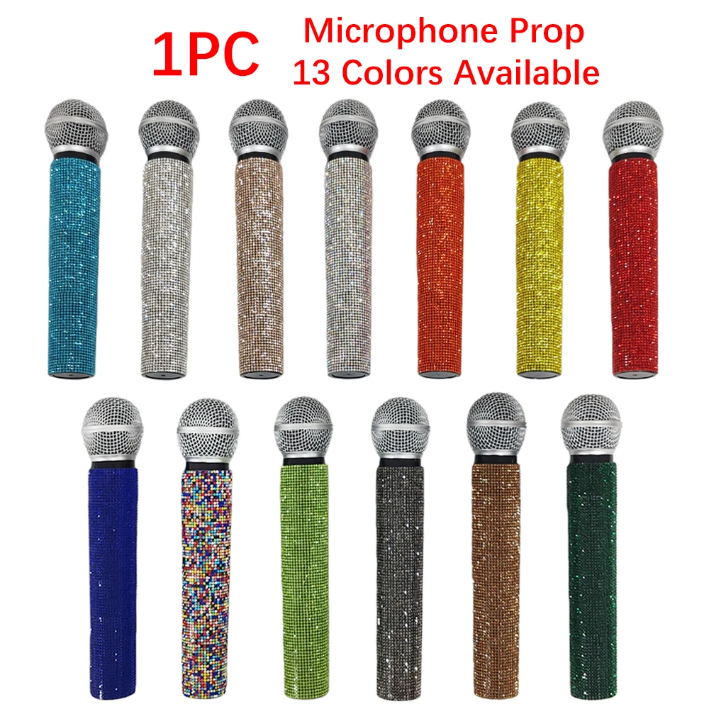 Strass Simulation Mikrofon Requisiten Bunte Kunststoff Gefälschte Mic Dekoration Ornamente Für Home Bar Party Fotografie Cosplay