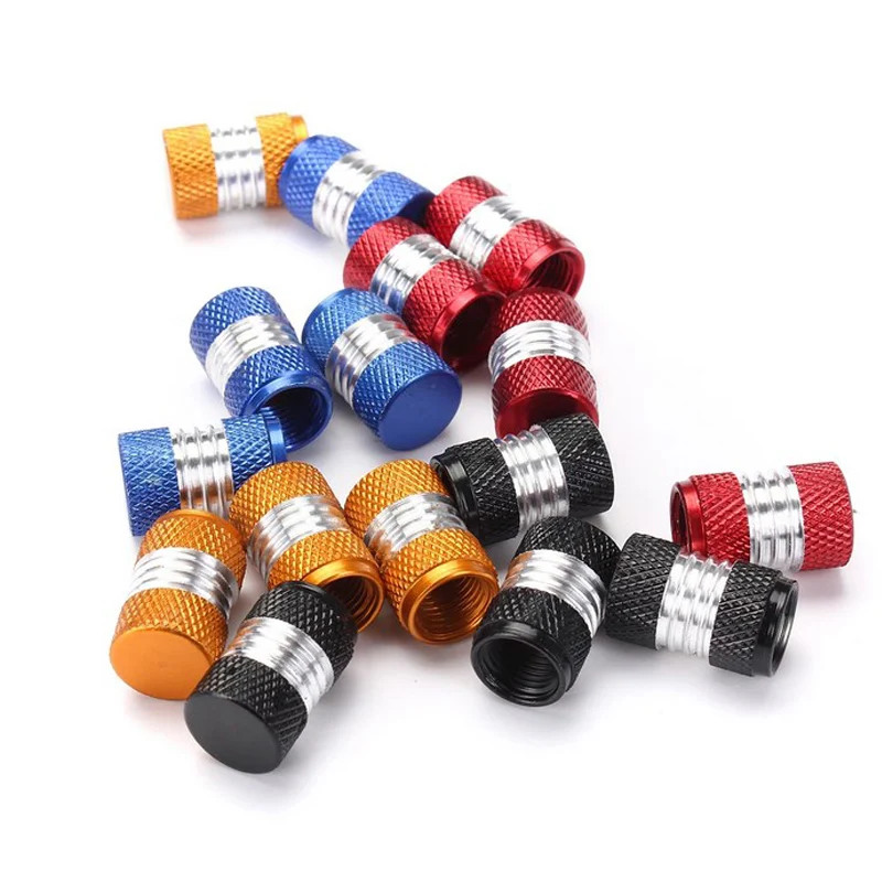 4x Car Tire Valve Stems Caps Cars Bike Bicycle Tire Valve Cap Metal Tire Wheel Stem Air Valve Cap Dustproof Wheel Tire Cover