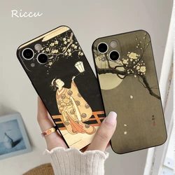 Ukiyo-e Japanese Style Art Soft Case for Iphone 17 air 17pro 16pro 15pro 14promax 12 Pro 15Plus 13pro MINI 15plus black Covers