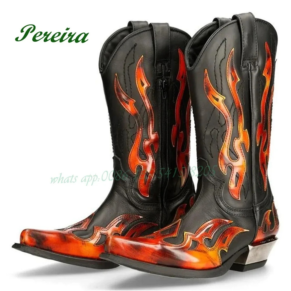 

Fire-like Gladiator Men Boots Round Toe Knee High Boots Chelsea Boots Patchwork Slip On 2023 New Casual Shoes Leather Party