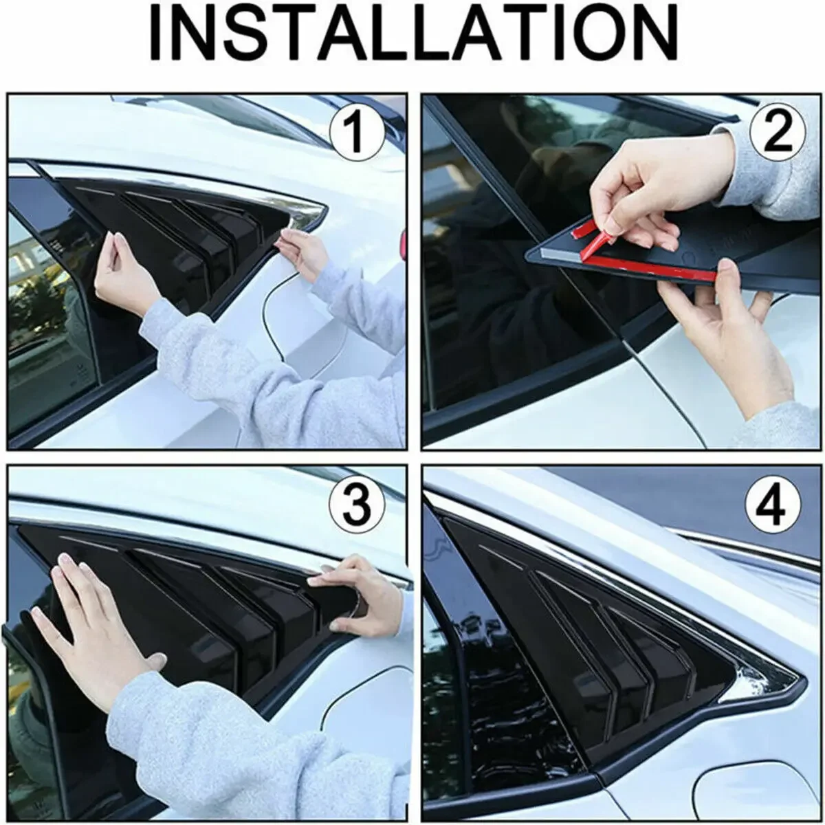 2PCS For Honda Civic 11th Gen Hatchback 2022 2023 Car Rear Window Quarter Louver Cover Side Vent Shutter Trim Scoop ABS Parts