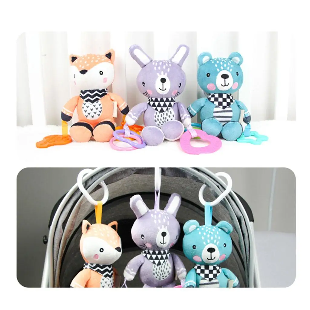 

Hanging Rattles Stuffed Animal Decoration Pram Car Rattle Activity Toy for Pushchair Crib Toddlers Infant
