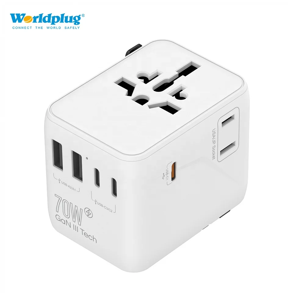 Compact 70W PD Gan Universal USB Charger Adapter Multi-Plug International Travel Electrical Plug Laptop Earphones