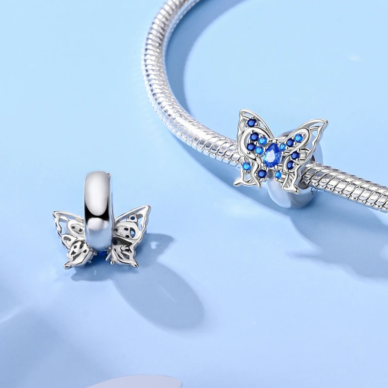 925 Sterling Silver Blue Earth Compass Spiral Pendant  Charms Jewellery Fit Original 925 Bracelet Necklace For Women DIY Gift
