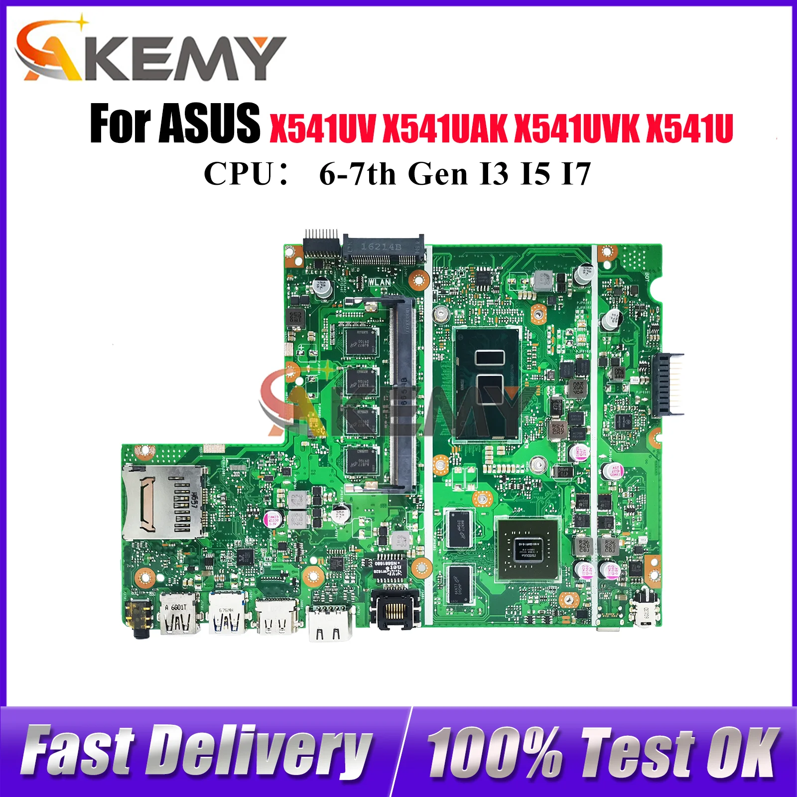 

X541UV Laptop Motherboard For ASUS VivoBook X541U X541UAK X541UVK R541U F541U X541UV A541U A541U X541UJ Mainboard I3 I5 I7 CPU