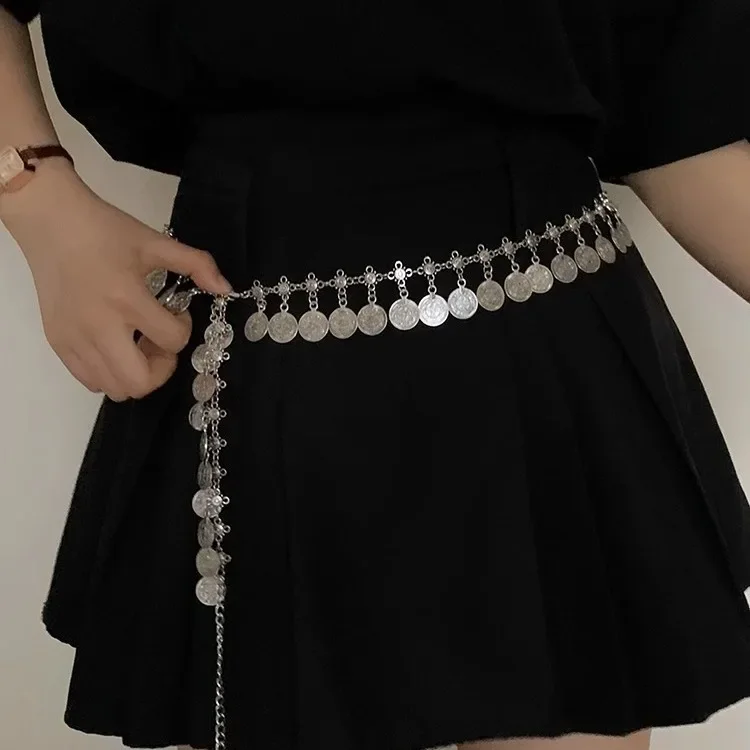 

Ethnic Style Metal Waist Chain, New Summer Bohemian Style Accessories, Korean Version of Versatile Thin Belt with Dress