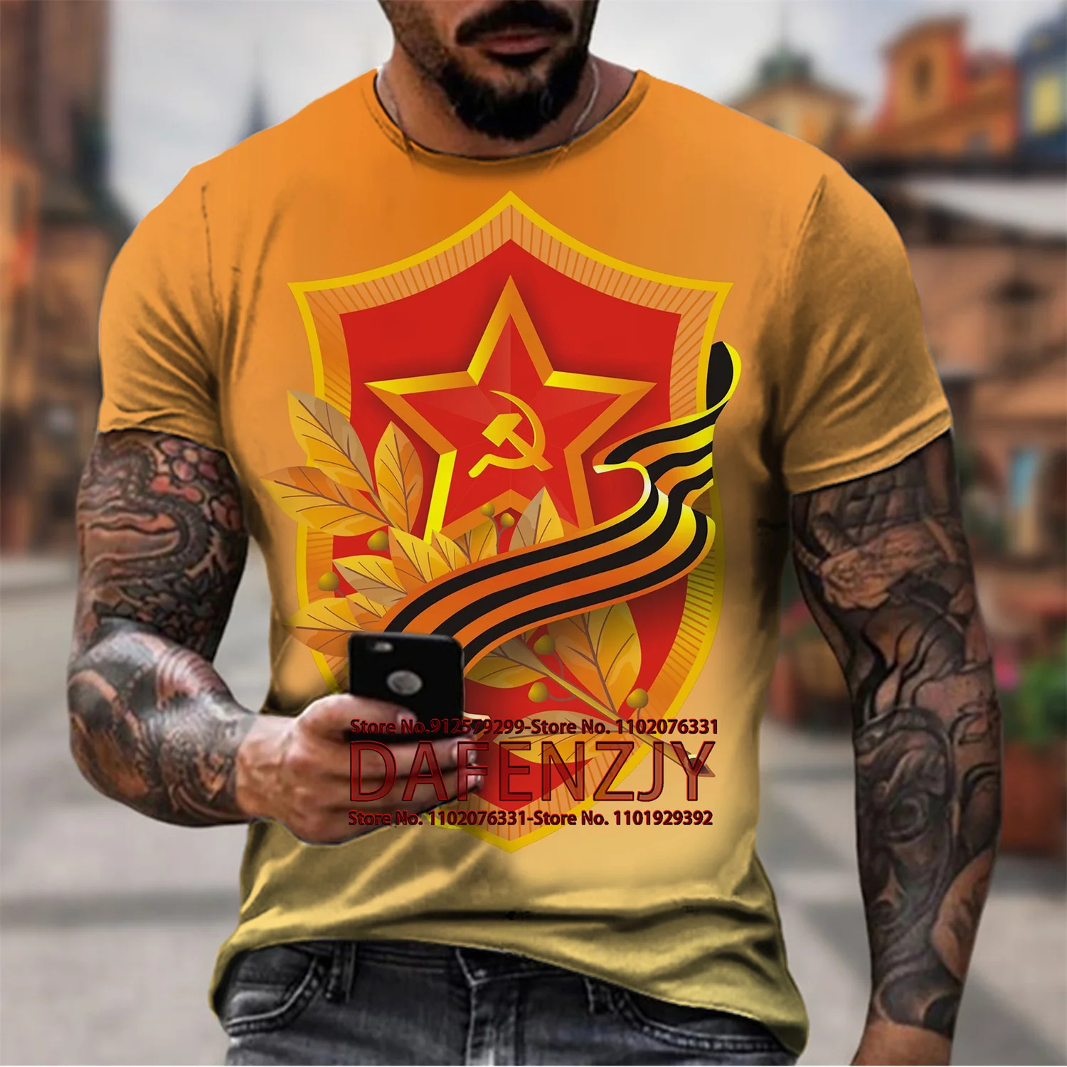 

Men's T-Shirt Russian Victory Day 3D Print Tee Funny Summer Soviet Union CCCP Short Sleeve T-Shirt Male Casual Tops