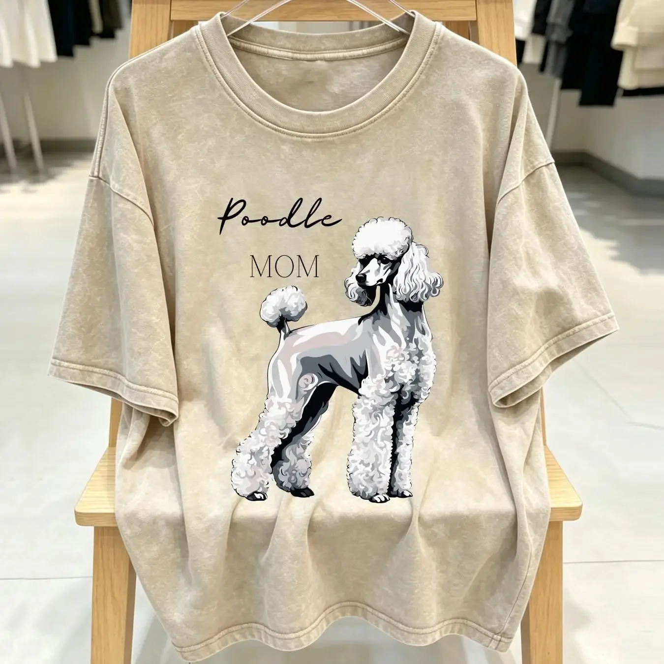 washed T Shirt Silver royal poodle mom lover vintage Classic long or short sleeves vintage Washed Stretched fashion Unisex