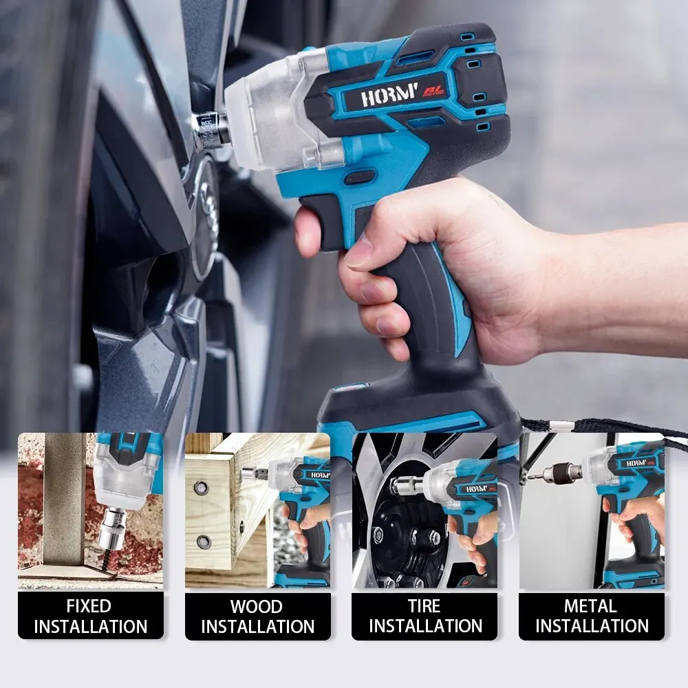 Hormy 1/2 Inch Brushless Electric Impact Wrench 520NM Cordless Electric Wrench For Makita 18V Battery Screwdriver Power Tools