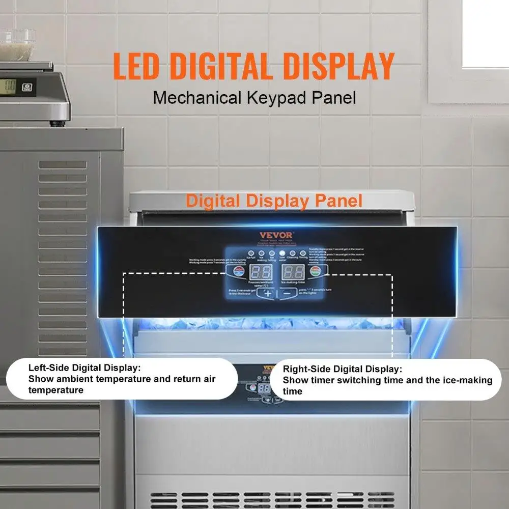 Commercial Ice Maker 330lbs ต่อวันน้ําแข็งอิสระเครื่อง 126 ก้อนใน 15 นาที 88lbs เก็บสําหรับบ้านสําหรับบาร์