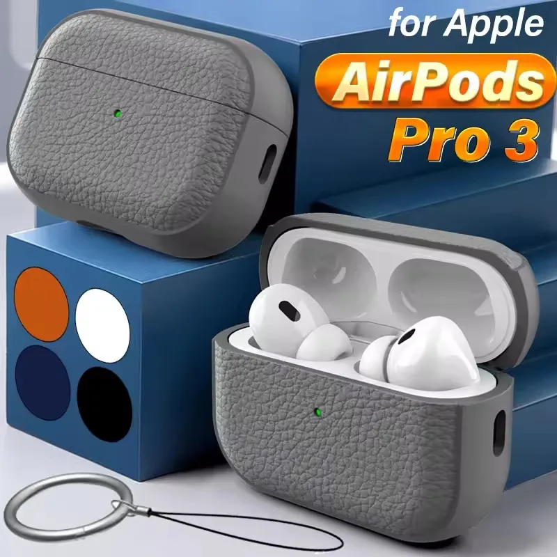 for AirPods Pro 3 Generation Leather Case ​with Keychain Cover Protective Sleeve for AirPods Pro3 Shockproof Cases Accessories