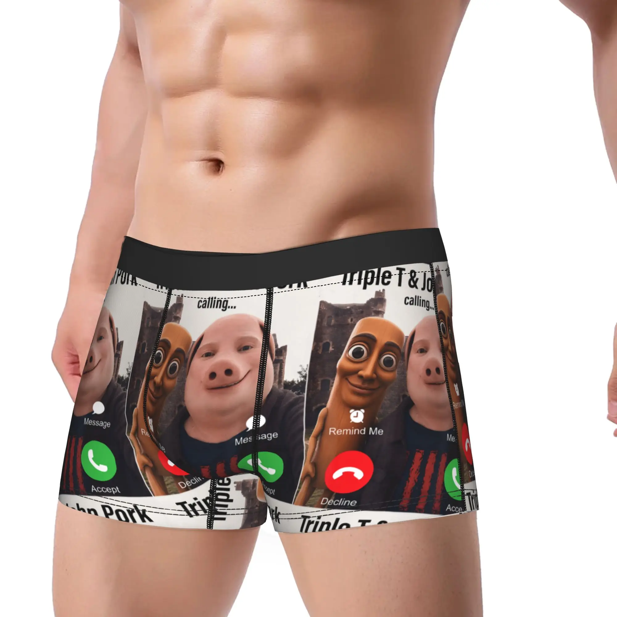 Tung Tung Tung Sahur Triple and John Pork Calling Brianrot Trunk 3D Pouch Underwear Custom Boxer Brief Comfortable Men's Panties