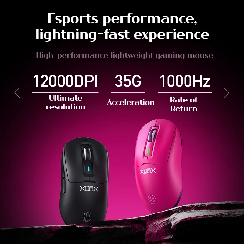 IN6 Wireless Bluetooth Gaming Mouse Tri-Mode PAW3311 12000DPI 1000HZ RGB Ultra Light Esports Mouse Gamer Accessories FPS CSGO