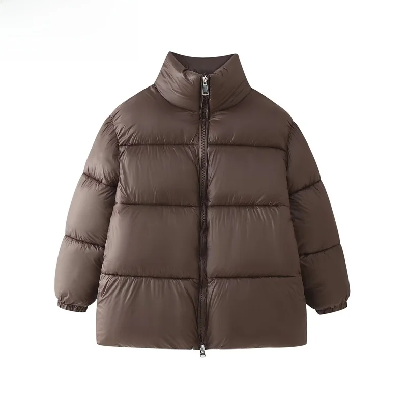 

ZBZR Autumn New Women's Faion Simple Match Loose Long Sve Cotton Jaet Stand Collar Polyester Fiber Universal Fit