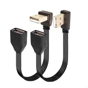 Bilashmart Super Flat flexible USB 2.0 A Male to Female 90 Angled Extension Adaptor cable USB2.0 male to female right/left/down/up