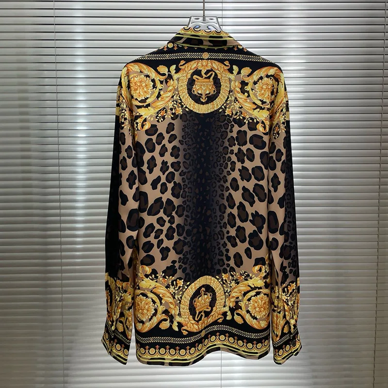 Luxury Royal Shirts Men Casual Social Paisley Floral Leopard Digital Printing Shirt Manga Longa Prom Party Shirts Ropa Hombre