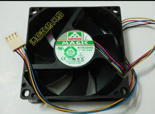 MAGIC MGT8012UB-W25 DC 12V 0.66A 80x80x25mm 4-Wire Server Cooling Fan