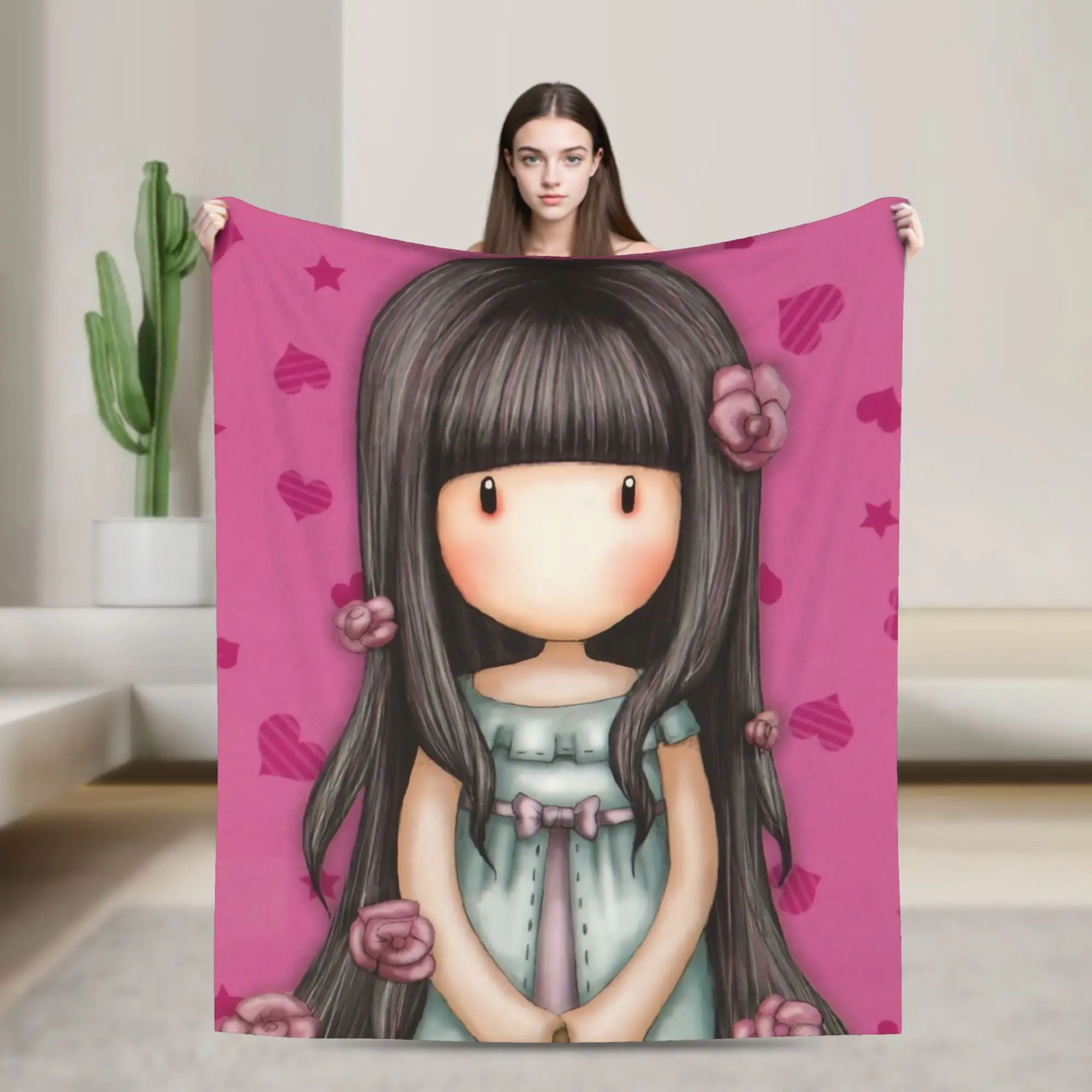 S-Santoro G-Gorjuss Wool Blanket Star Heart Funny Throw Blankets for Home 150*125cm Bedspreads,