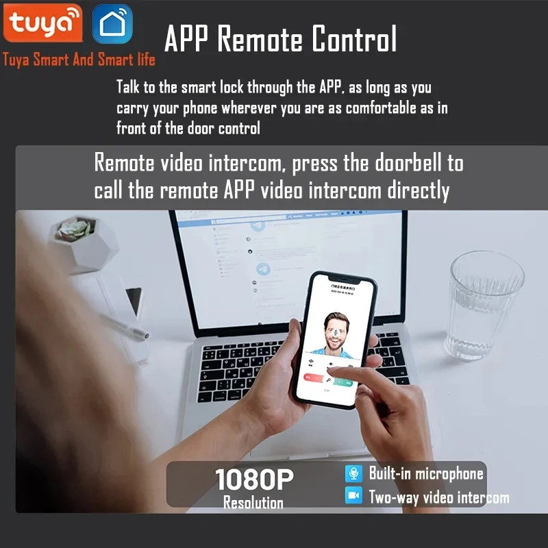 Tuya App Gezichtsvingerafdruk Wachtwoord Met Camera Smart Deurslot Remote Voice Intercom Elektronisch Deurslot Volautomatisch