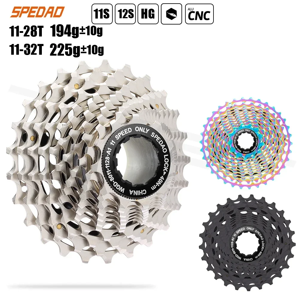 

2025 SPEDAO 11S 12S Road Bicycle Cassette 11 Speed 11-28/32T Flywheel Bike Freewheel Full CNC K7 11V HG Sprocket Cycling Parts