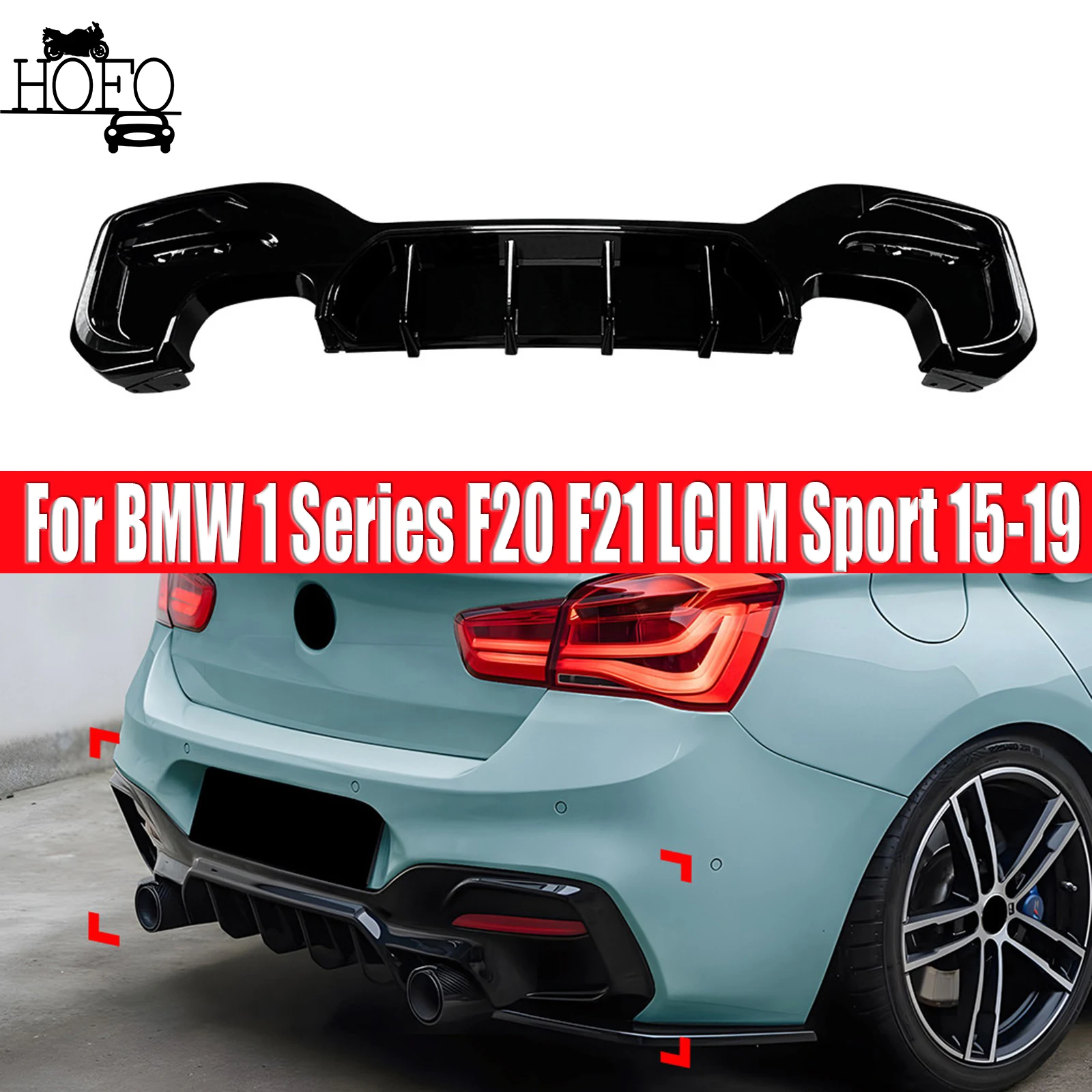 

For BMW 1 Series F20 F21 LCI M Sport 2015-2019 Rear Diffuser Lip Valance Bumper