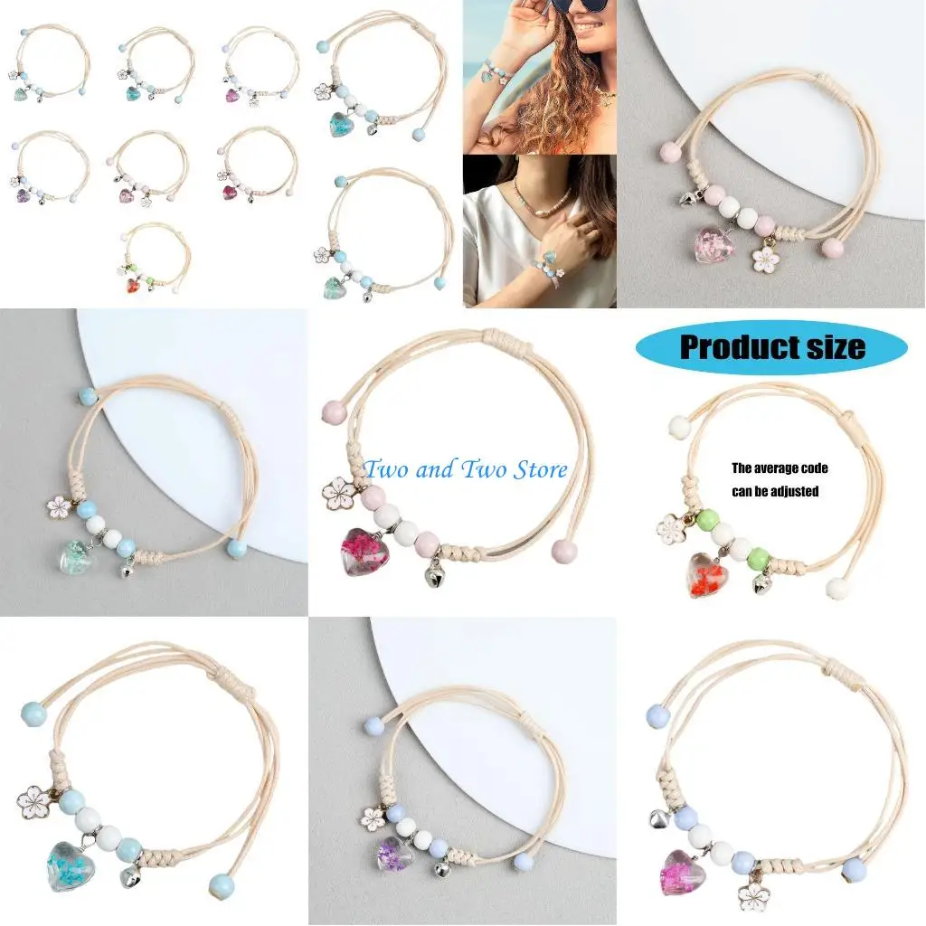 HX6F نمط الأزهار قلادة المعصم سلسلة ملحق سوار الصداقة المنسوجة للفتيات #1