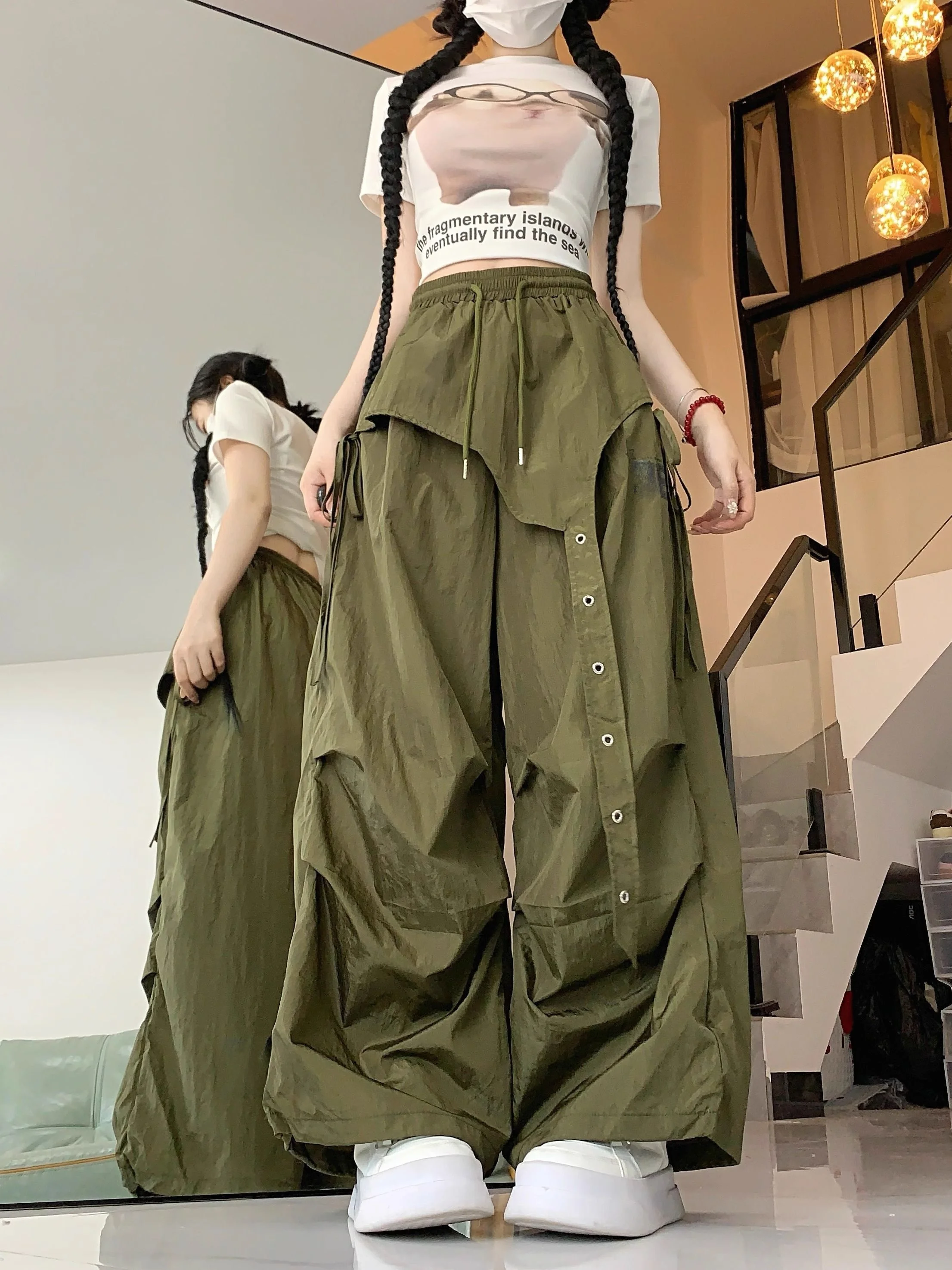 Qui Dry Wijde Pijpen Werkkleding Broek Dames Street Dance Casual Zomer Jazz Sport Vrijetijdsbroek Trendy Koreaanse Sle