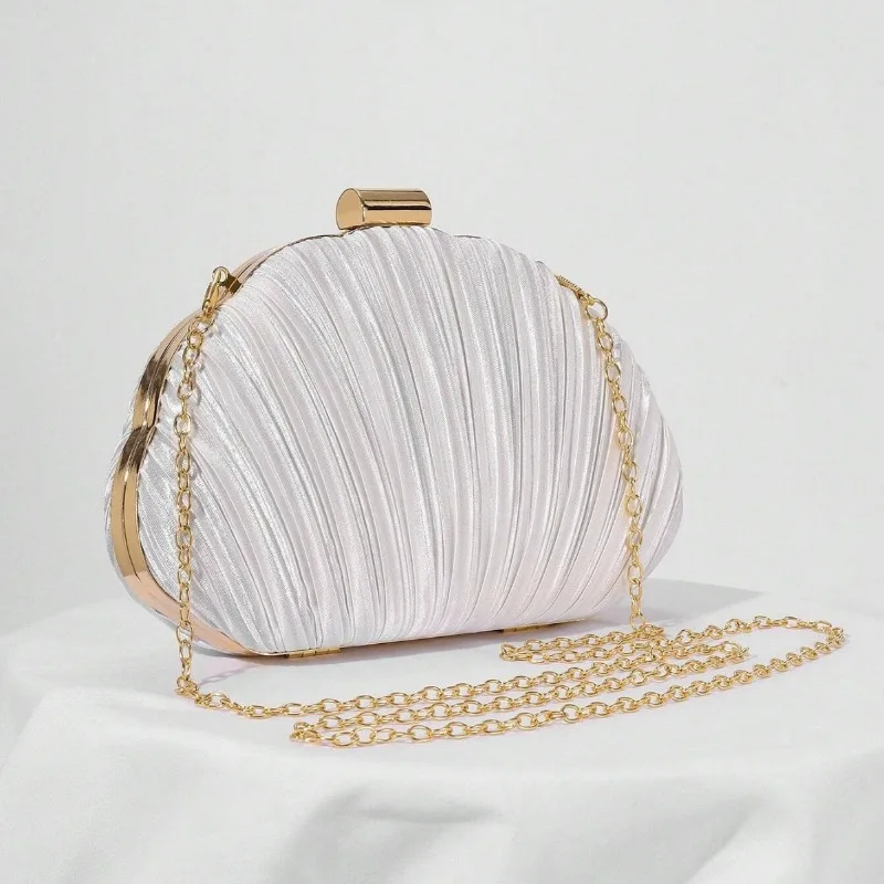 Cross-border 2026 New Shell Dinner Bag Pleated Clutch  Versatile Dress Evening Bag Fashion Cheongsam Banquet Bag Temperament