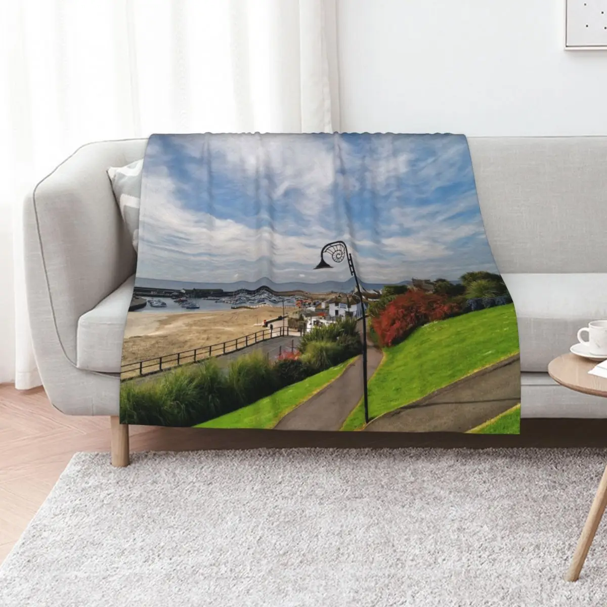 Lyme Regis Harbour from Langmoor Gardens Throw Blanket Blankets For Bed Nap For Baby Blankets