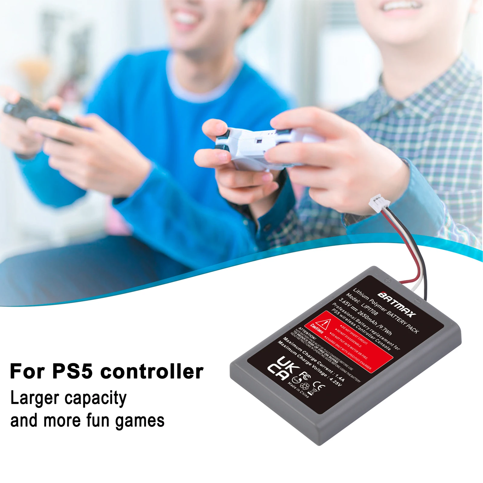 PS5 Batmax Controller Battery Replaces for Sony PlayStation 5 LIP1708 Dualsense 2650mAh CFI-ZCT1W CFI-ZCT1J Wireless Controller