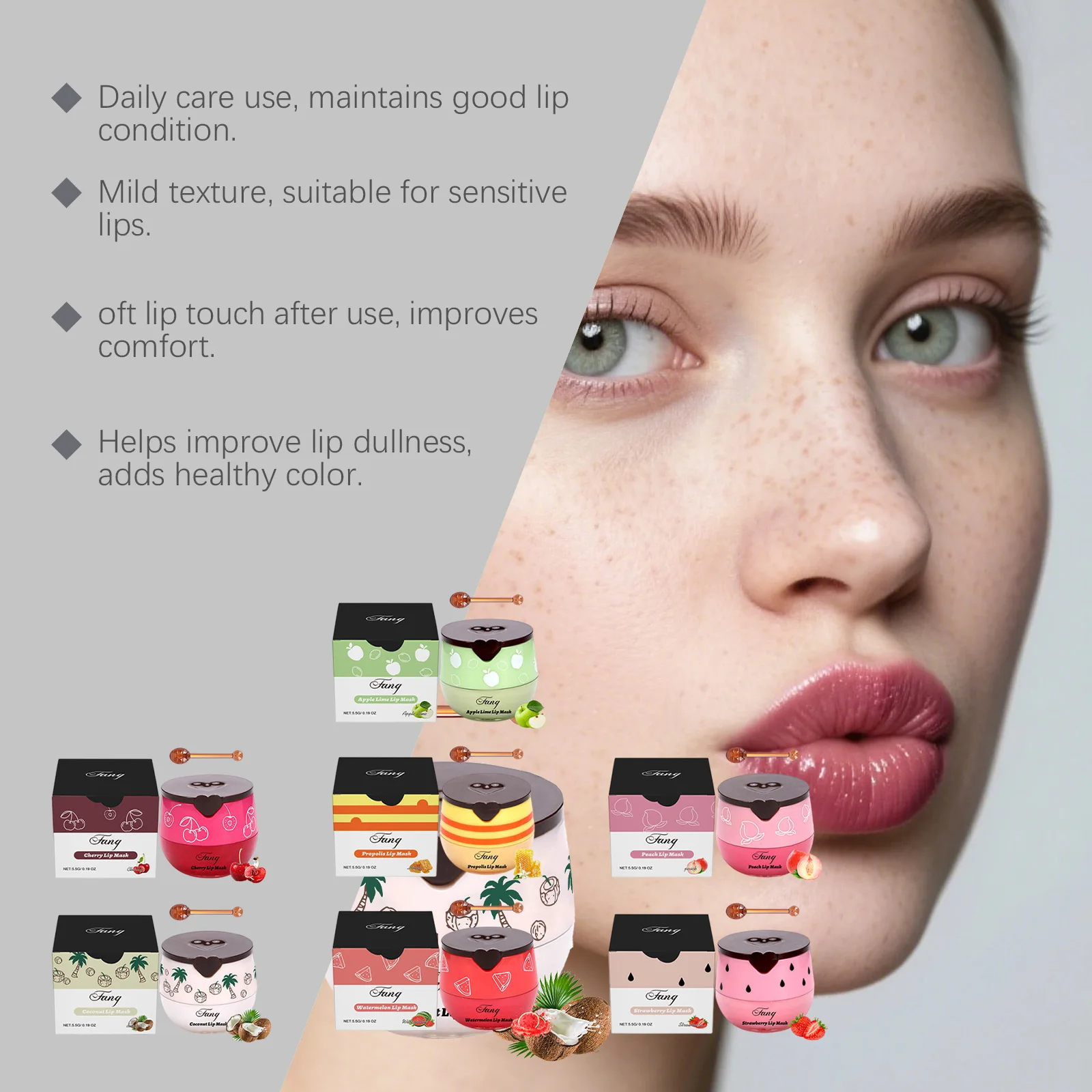 

Fruit Flavor Lips Mask Repair Dry Rough Lips Reduce Chapped Smooth Lip Lines Plump Shiny Lasting Hydrate Moisturizing Lip Mask