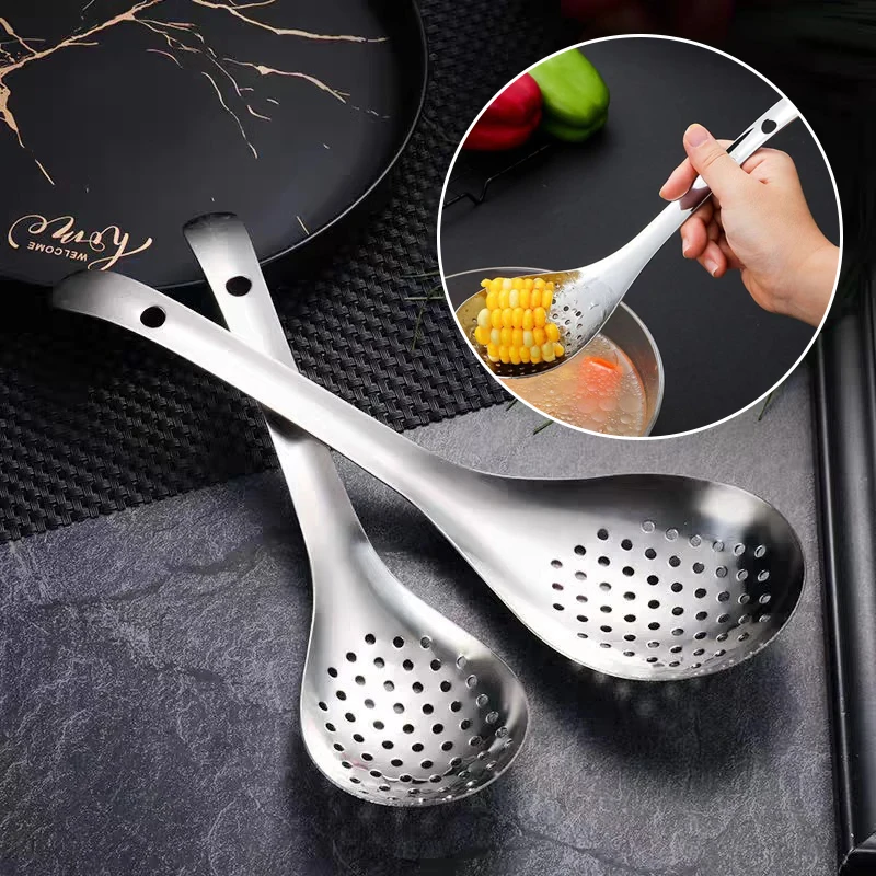 1 Pack Stainless Steel Colander Kitchen Colander Spoon Filter Strainer Food Scoop Perforated Skimmer Colander Easy To Clean