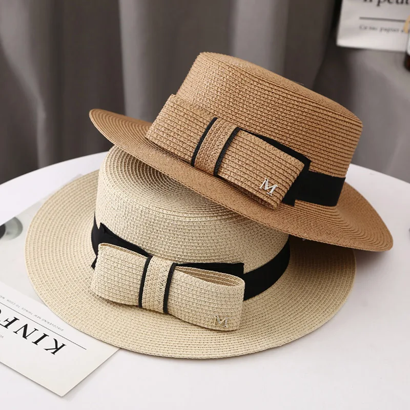 Summer Sun Visors Hat For women Bowknot Straw Cap Lady Travel Flat Sun Hat Fashion Fisherman Basin Cap sun protection beach hats