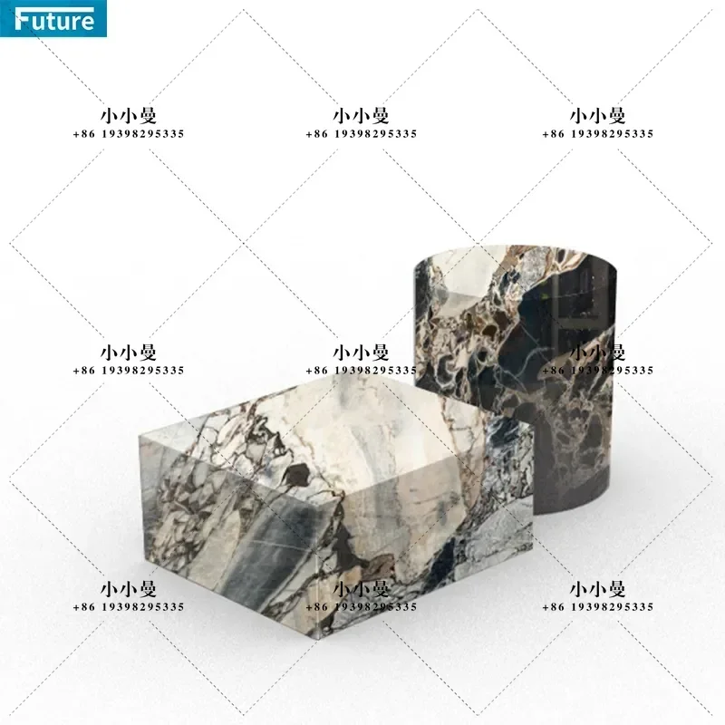 Natural White Marble Coffee Table Irregular Surface Dining Table Light Luxury Box Countertop for Living Room Modern Home