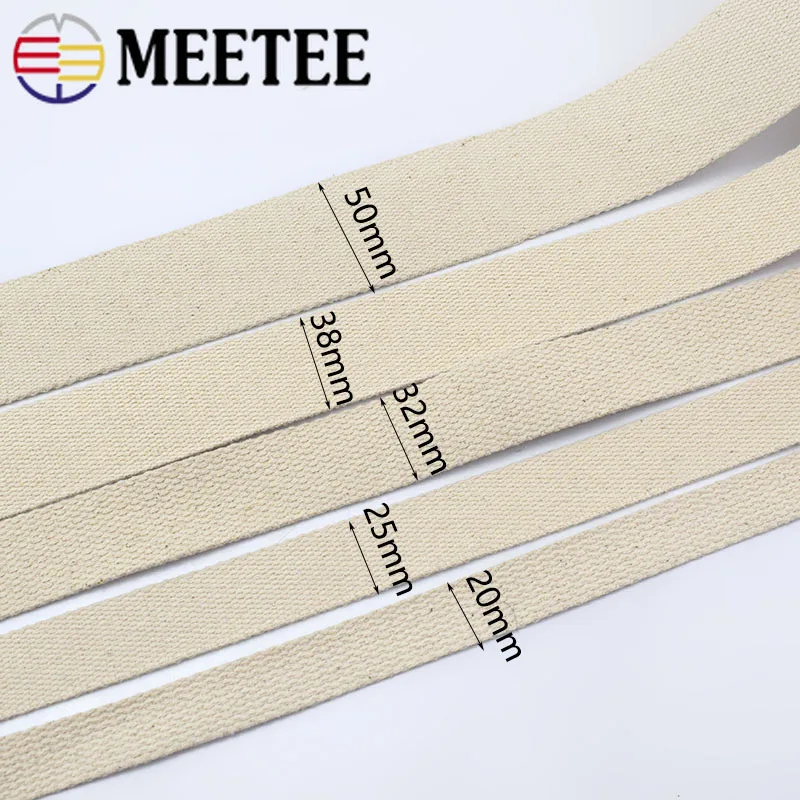 Meetee 8Meters 20-50mm Cotton Webbing Tape Canvas Ribbon Backpack Belt Bag Strap Decoration Band DIY Garment Sewing Accessories