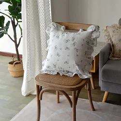 Cotton Floret Frill Pillowcase with Flounces Skin-friendly Cushion Cover Home Decor Sofa Ruffle Pillows Cover Couch Ornament