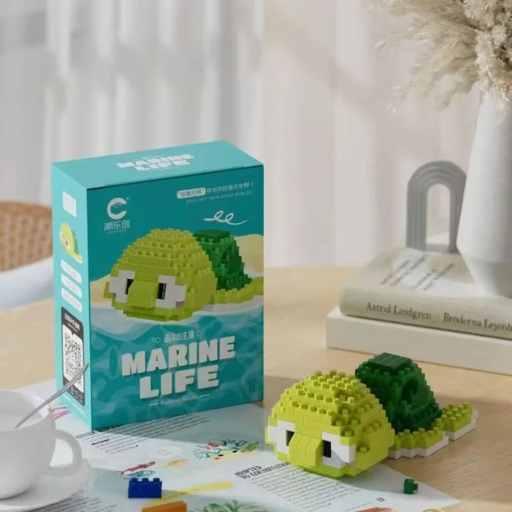 10 estilos Mini organismo marino Micro bloques de construcción tortuga marina ballena asesina Beluga morsa Mini figura de ladrillo juguetes regalos con caja