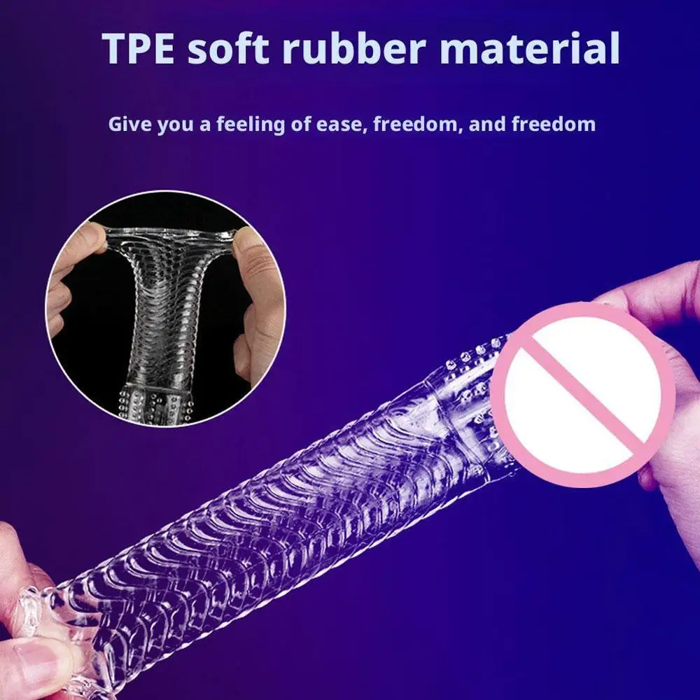 القضيب موسع كم قابلة لإعادة الاستخدام سيليكون سبايك منقط الواقي الذكري الجنس لعب دسار القضيب الواقي الذكري G بقعة تحفيز الرجال تأخير القذف #6