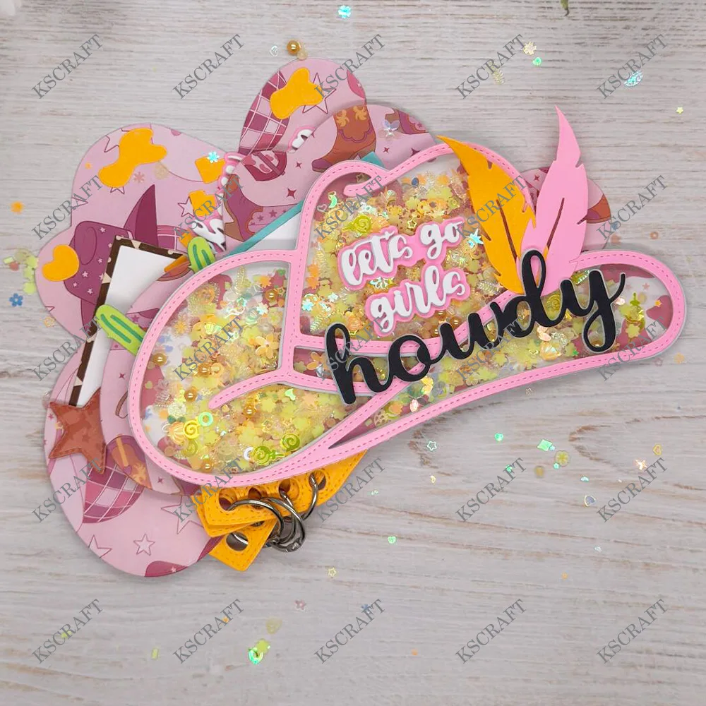 KSCRAFT Cowboy Hat Mini Album Cutting Dies Stencils for DIY Scrapbooking Decorative Embossing DIY Paper Cards
