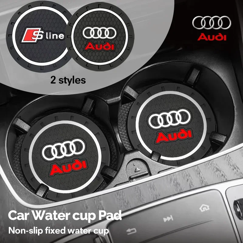 Car Anti-slip cup holder mat set For Audi A3 A4 B5 B6 A3 8P 8V 8L A5 A6 C6 C5 A1 A7 A8 Q2 Q3 TT RS3 RS4 Car Styling Accessories