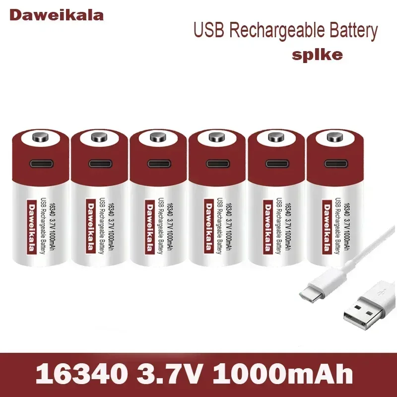 2024 New modelUSB fast charging battery SHSEJA CR123A 123A CR123 ICR 16340 3.7V lithium-ion battery at 1000mAh