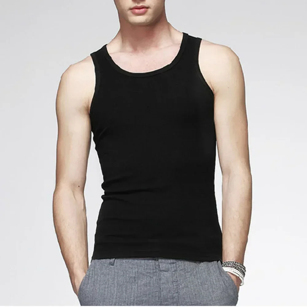 Chalecos de verano para hombre, camiseta sin mangas elástica, Top deportivo para nadar, lencería de entrenamiento muscular para gimnasio, camiseta lisa sin mangas a la moda