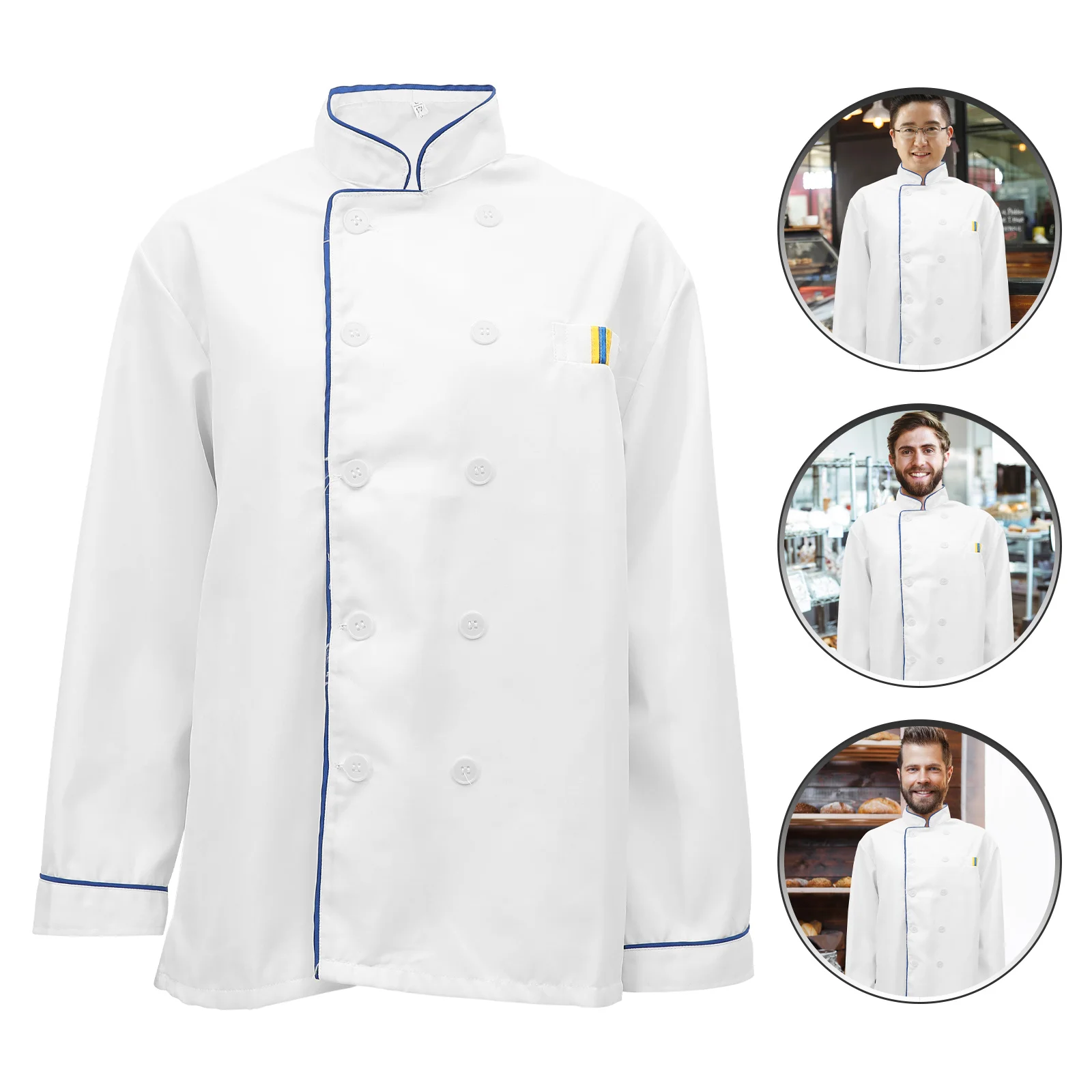 

Unisex Chef Jacket Long Sleeve Kitchen Uniform Spatter Proof Breathable Comfortable Outdoor Indoor Bbq Restaurant Hotel Men