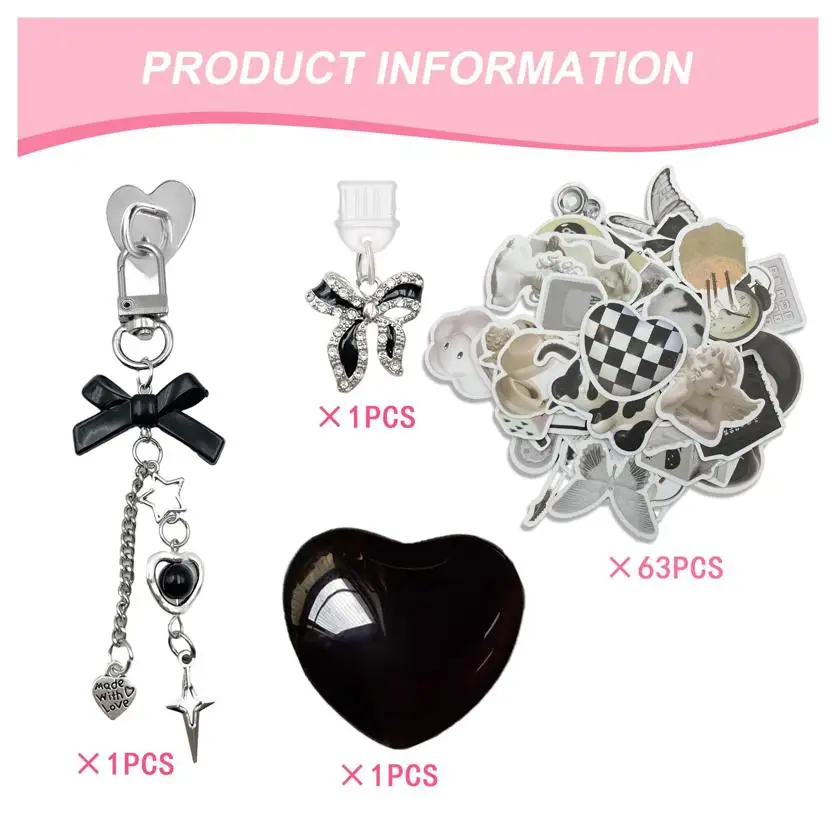 Cute Charms Set for Kindle, Including Dust Plug Charm Type C/USB C, Star Grip Holder, Bling Keychains with Hook, Charms Compatib