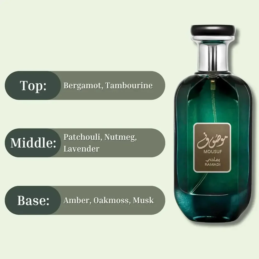 100 ml Original hochwertiges Dubai MOUSUF arabisches Parfüm für Männer, langanhaltender Duft Köln Eau de Toilette Männer und Frauen